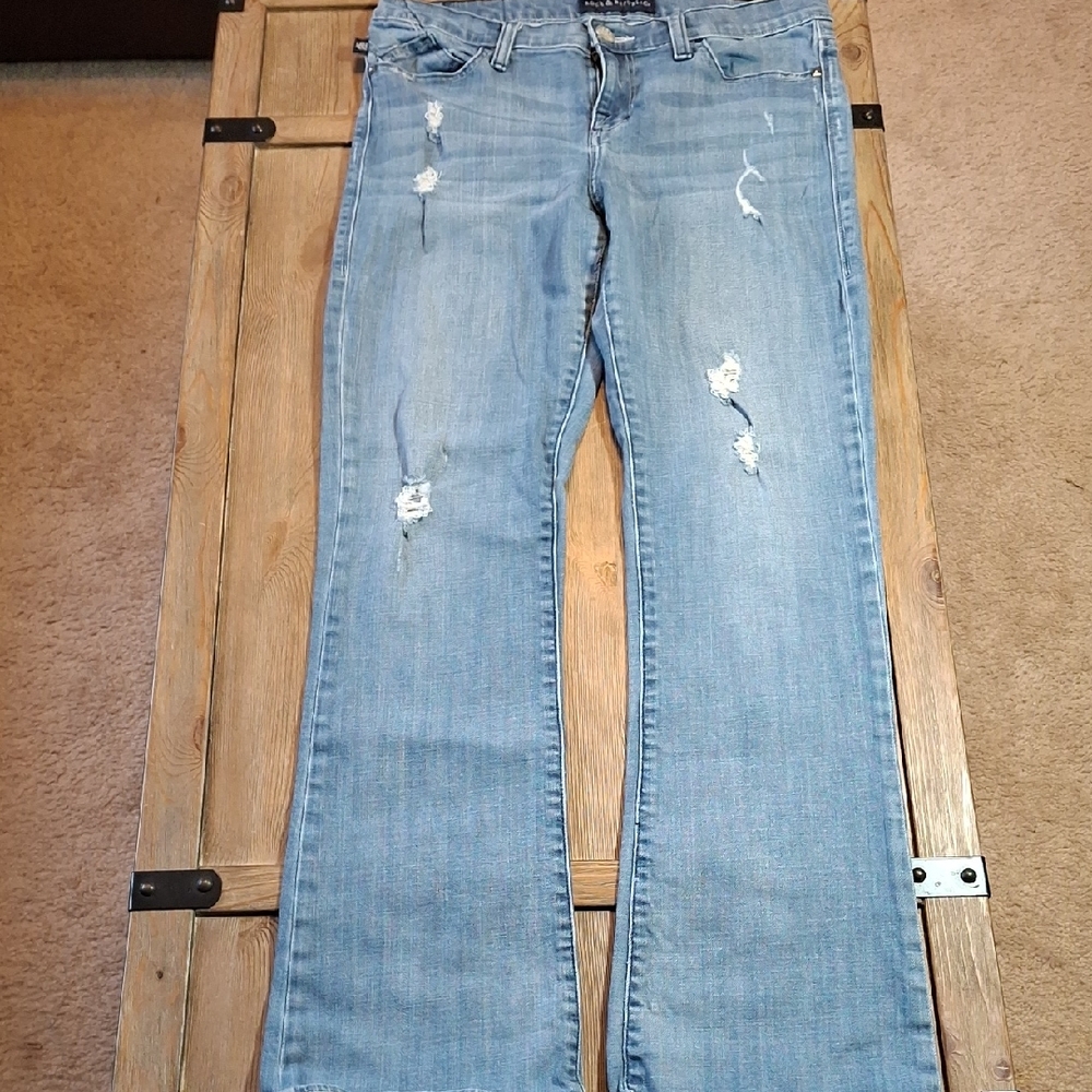 Rock & Republic Blue Boot Cut Jeans with Distressed Details
